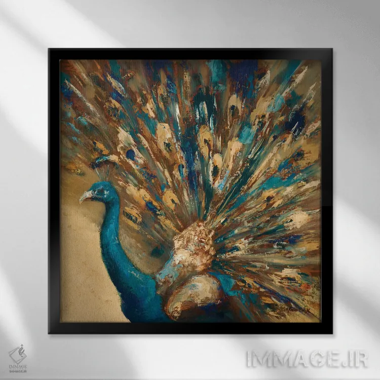 تابلو دکوراتیو طاووس مغرور اثر جولیان مارکو - نمای قابدار مشکی