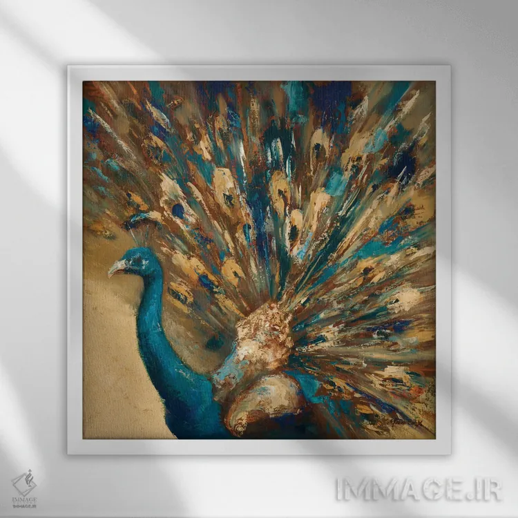 تابلو دکوراتیو طاووس مغرور اثر جولیان مارکو - نمای قابدار سفید