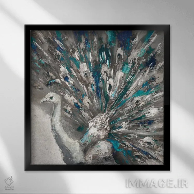 تابلو دکوراتیو طاووس مغرور ۲ اثر جولیان مارکو - نمای قابدار مشکی
