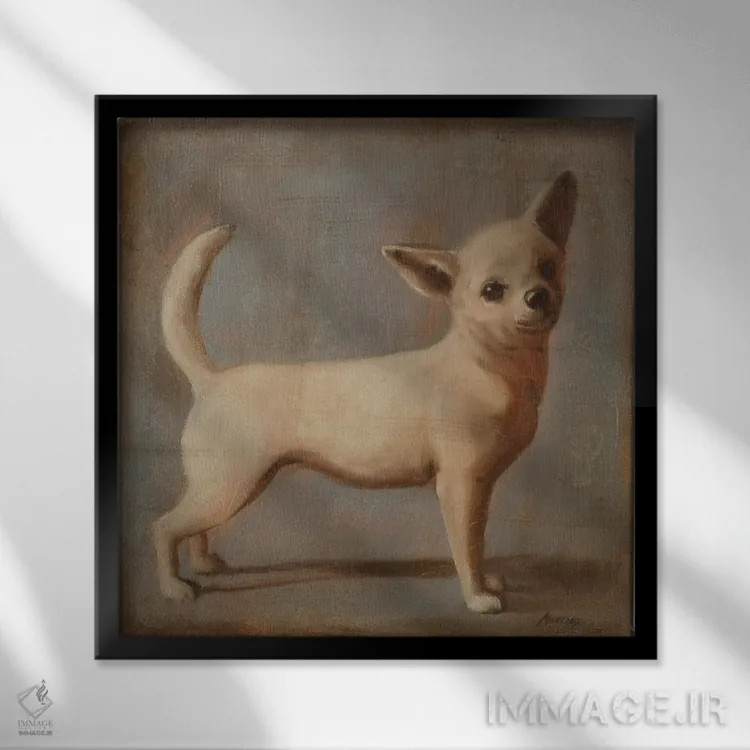 تابلو دکوراتیو چیهواهوآ ۲ اثر جولیان مارکو - نمای قابدار مشکی