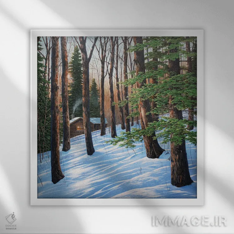 تابلو دکوراتیو در یک صبح زمستانی اثر جیک وندن برینگک - نمای قابدار سفید