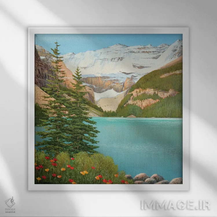 تابلو دکوراتیو در هوای کوهستان اثر جیک وندن برینگک - نمای قابدار سفید