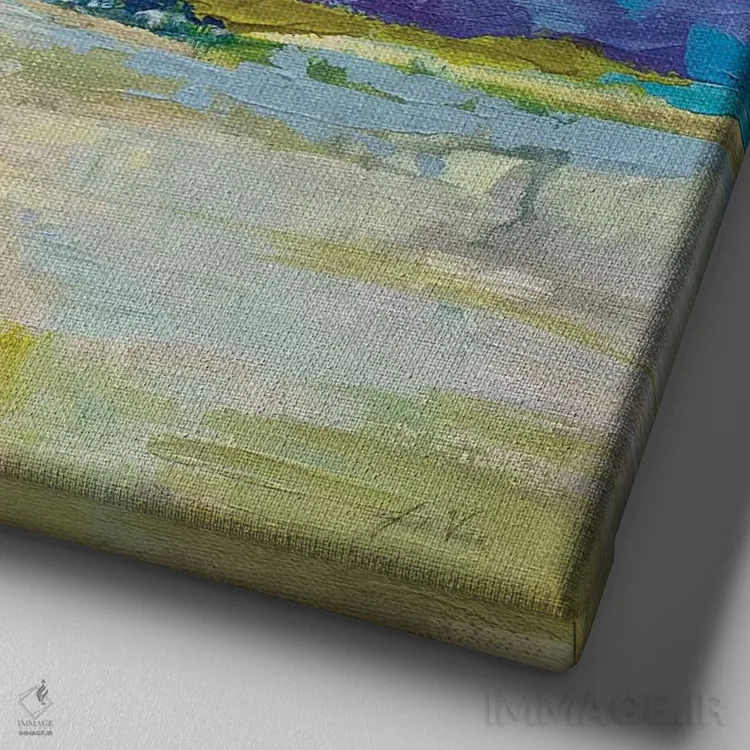 تابلو دکوراتیو ساحل اثر ژانت ورتنتس - نمای نزدیک بافت بوم