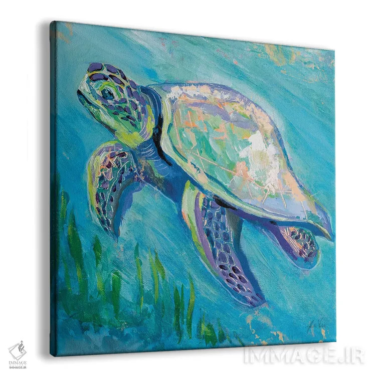 تابلو دکوراتیو شنا کردن لاک پشت دریایی II اثر ژانت ورتنتس - نمای پرسپکتیو محصول