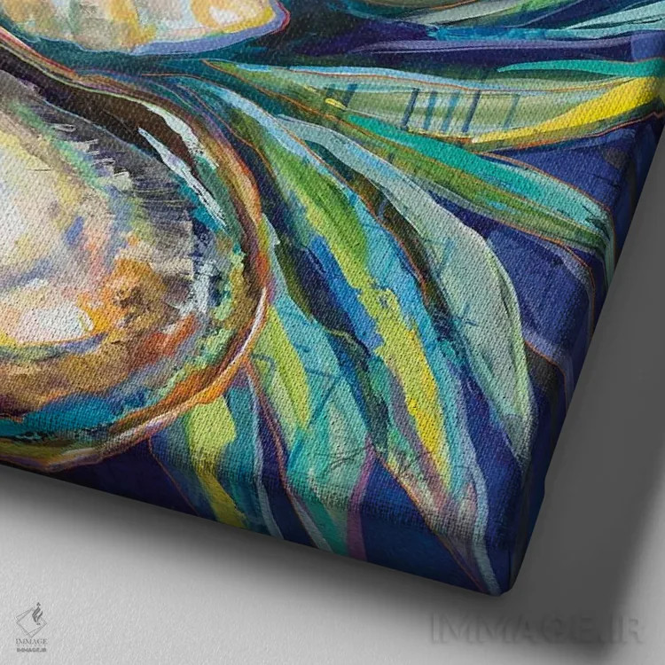 تابلو دکوراتیو استوایی اثر ژانت ورتنتس - نمای نزدیک بافت بوم