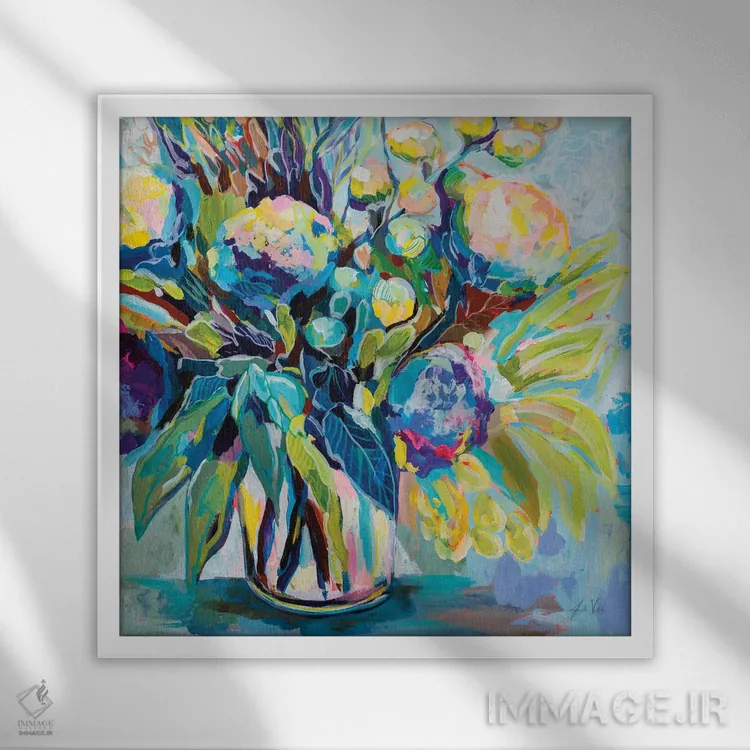 تابلو دکوراتیو شکوفه بهاری اثر ژانت ورتنتس - نمای قابدار سفید