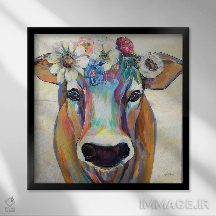 تابلو دکوراتیو زیبارو با گل ها اثر ژانت ورتنتس - نمای قابدار مشکی