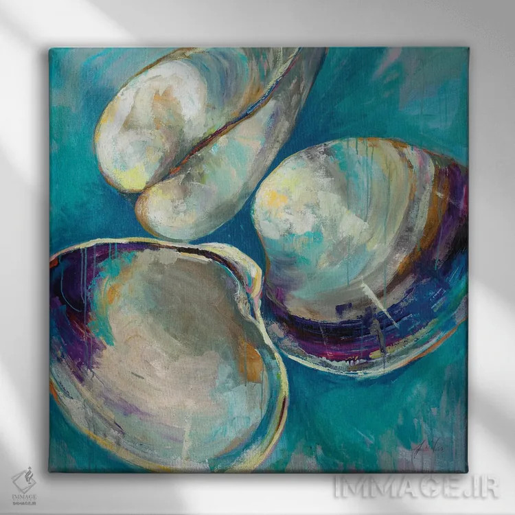 تابلو دکوراتیو سه تایی صدف اثر ژانت ورتنتس - نمای روبهرو روی دیوار