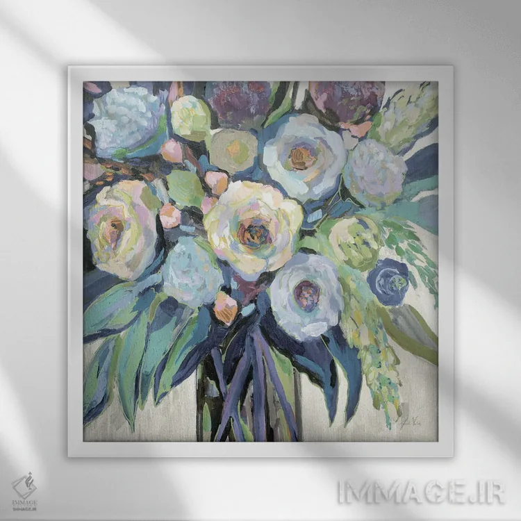 تابلو دکوراتیو شبانه خنثی اثر ژانت ورتنتس - نمای قابدار سفید