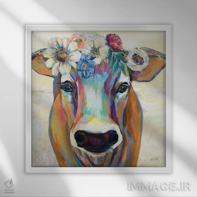 تابلو دکوراتیو زیبارو با گل ها اثر ژانت ورتنتس - نمای قابدار سفید