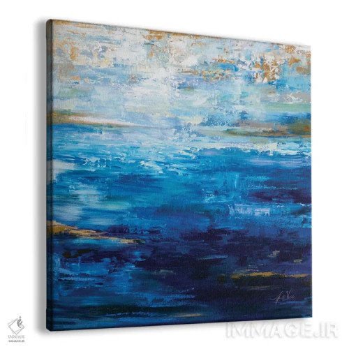 تابلو انتزاعی آبی عمیق اثر ژانت ورتنتس - نمای پرسپکتیو محصول