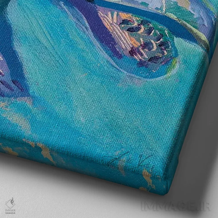 تابلو دکوراتیو شنا کردن لاک پشت دریایی II اثر ژانت ورتنتس - نمای نزدیک بافت بوم