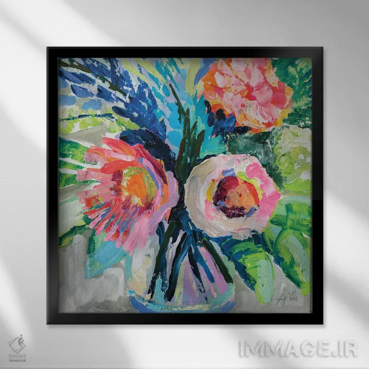 تابلو دکوراتیو چون که خوشحالم اثر ژانت ورتنتس - نمای قابدار مشکی