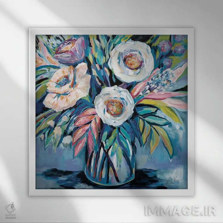 تابلو دکوراتیو کاغذ رنگی پرتابی اثر ژانت ورتنتس - نمای قابدار سفید