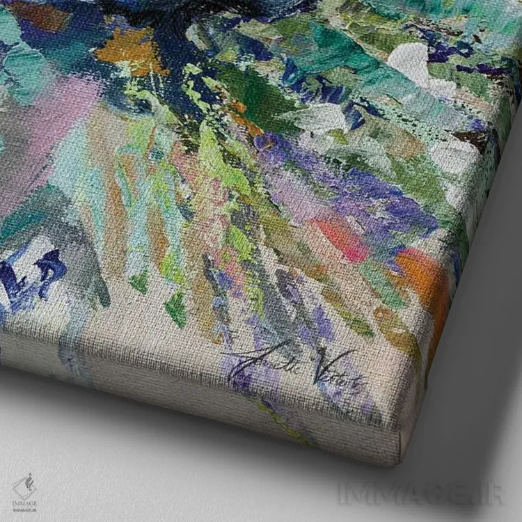 تابلو دکوراتیو طرح چینی ادریسی I اثر ژانت ورتنتس - نمای نزدیک بافت بوم