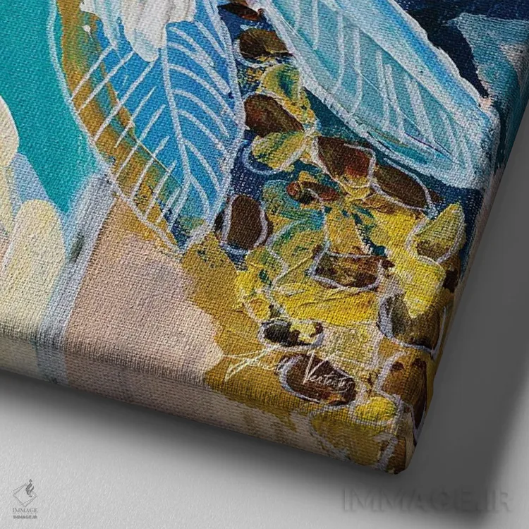 تابلو دکوراتیو پری وینکل اثر ژانت ورتنتس - نمای نزدیک بافت بوم