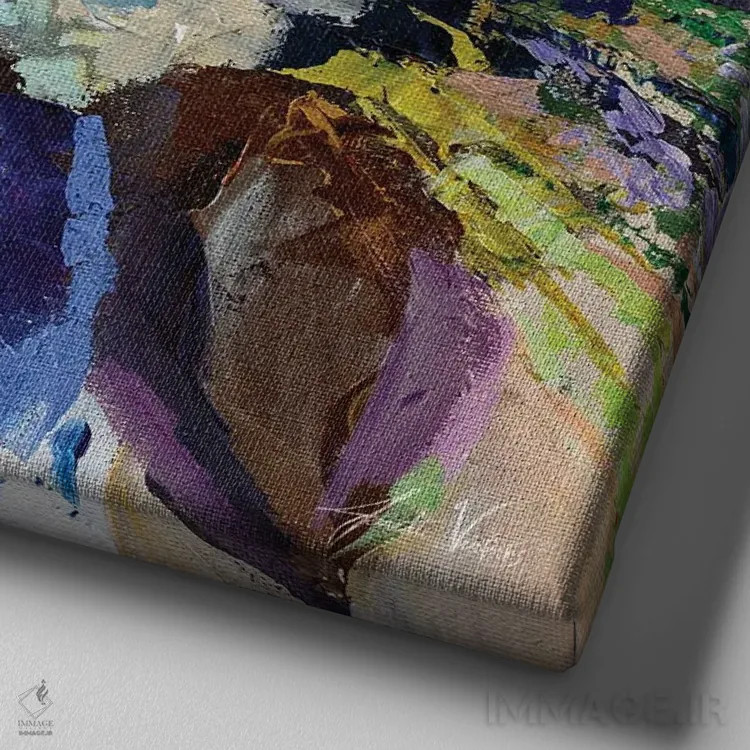 تابلو دکوراتیو طرح چینی ادریسی II اثر ژانت ورتنتس - نمای نزدیک بافت بوم