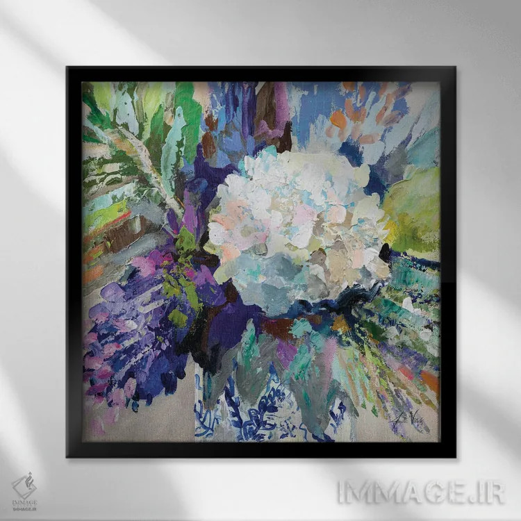 تابلو دکوراتیو طرح چینی ادریسی I اثر ژانت ورتنتس - نمای قابدار مشکی