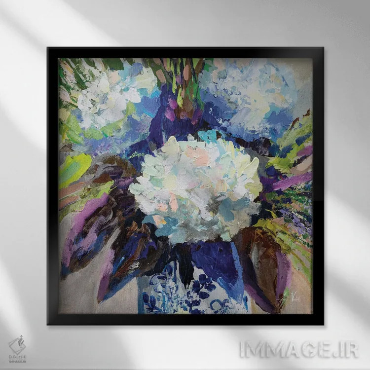 تابلو دکوراتیو طرح چینی ادریسی II اثر ژانت ورتنتس - نمای قابدار مشکی