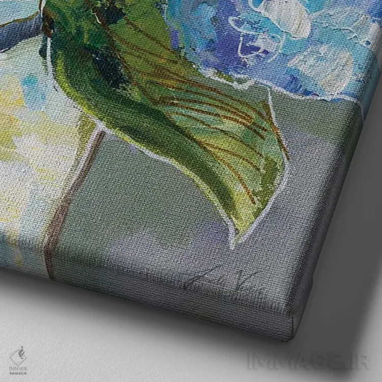 تابلو دکوراتیو پفک ها اثر ژانت ورتنتس - نمای نزدیک بافت بوم