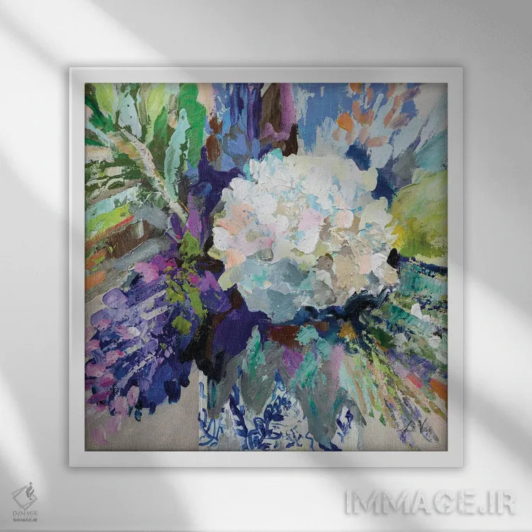 تابلو دکوراتیو طرح چینی ادریسی I اثر ژانت ورتنتس - نمای قابدار سفید