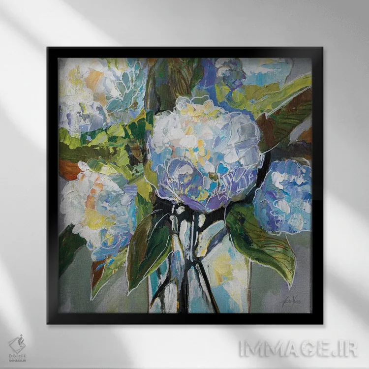 تابلو دکوراتیو پفک ها اثر ژانت ورتنتس - نمای قابدار مشکی