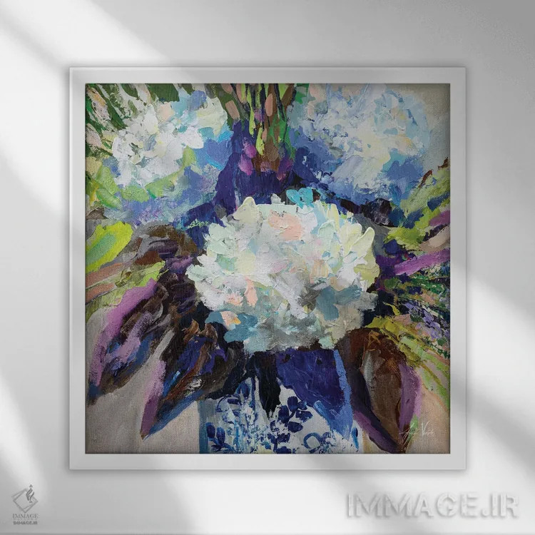 تابلو دکوراتیو طرح چینی ادریسی II اثر ژانت ورتنتس - نمای قابدار سفید