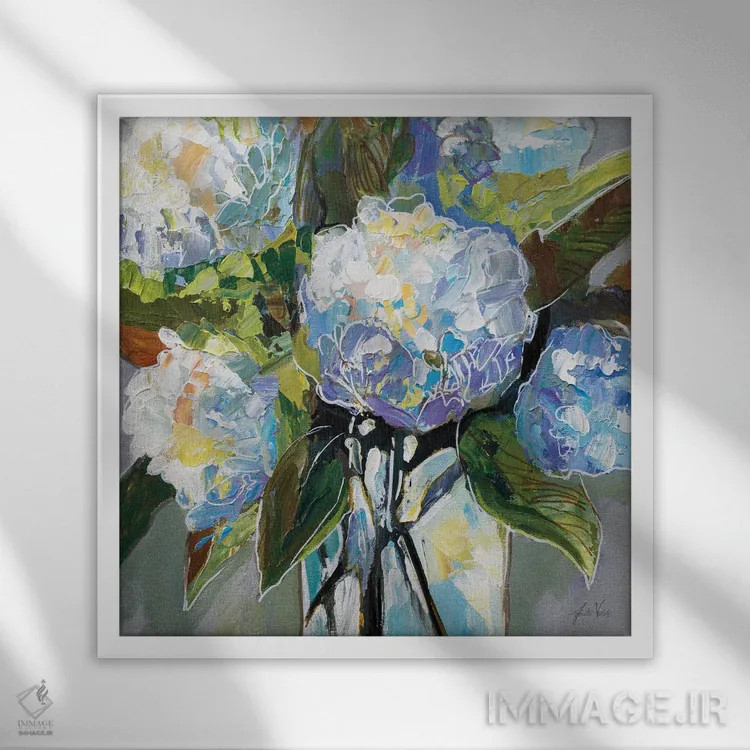 تابلو دکوراتیو پفک ها اثر ژانت ورتنتس - نمای قابدار سفید