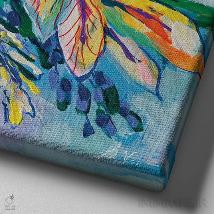 تابلو دکوراتیو دسته گل کلیکو اثر ژانت ورتنتس - نمای نزدیک بافت بوم