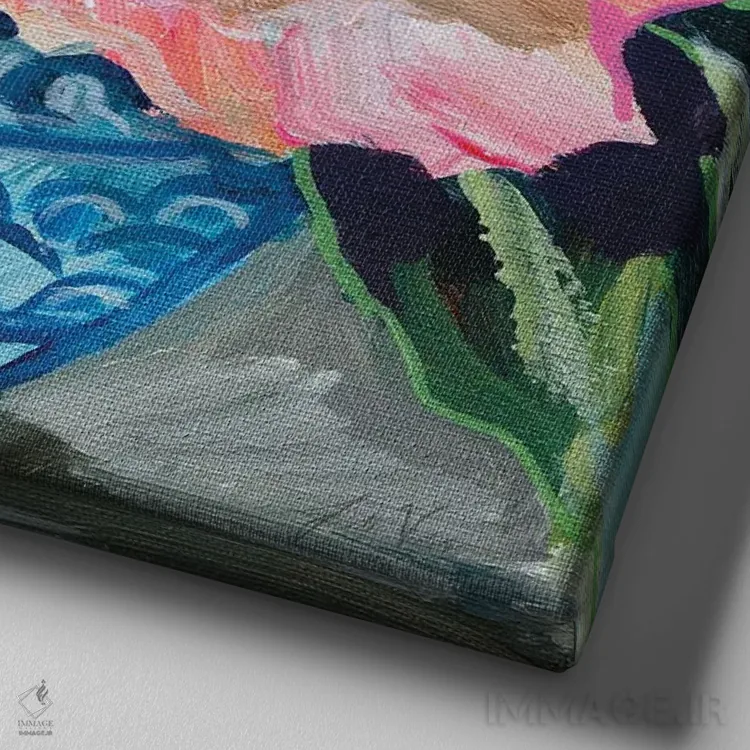 تابلو دکوراتیو دسته گل سیانا اثر ژانت ورتنتس - نمای نزدیک بافت بوم