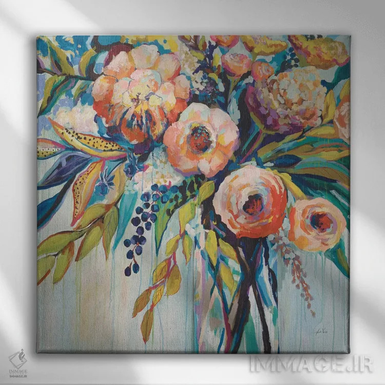 تابلو دکوراتیو جشن رنگ ها اثر ژانت ورتنتس - نمای روبهرو روی دیوار