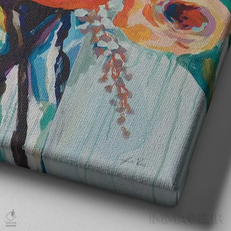 تابلو دکوراتیو جشن رنگ ها اثر ژانت ورتنتس - نمای نزدیک بافت بوم