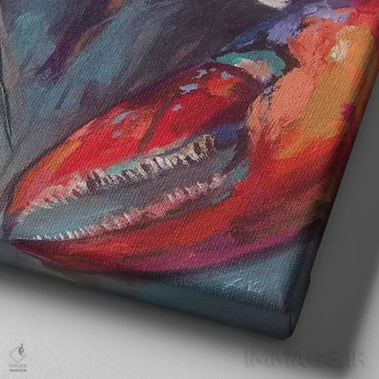 تابلو دکوراتیو خرچنگ اثر ژانت ورتنتس - نمای نزدیک بافت بوم