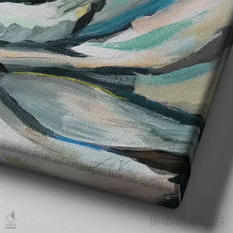 تابلو انتزاعی شکوفه II اثر ژانت ورتنتس - نمای نزدیک بافت بوم