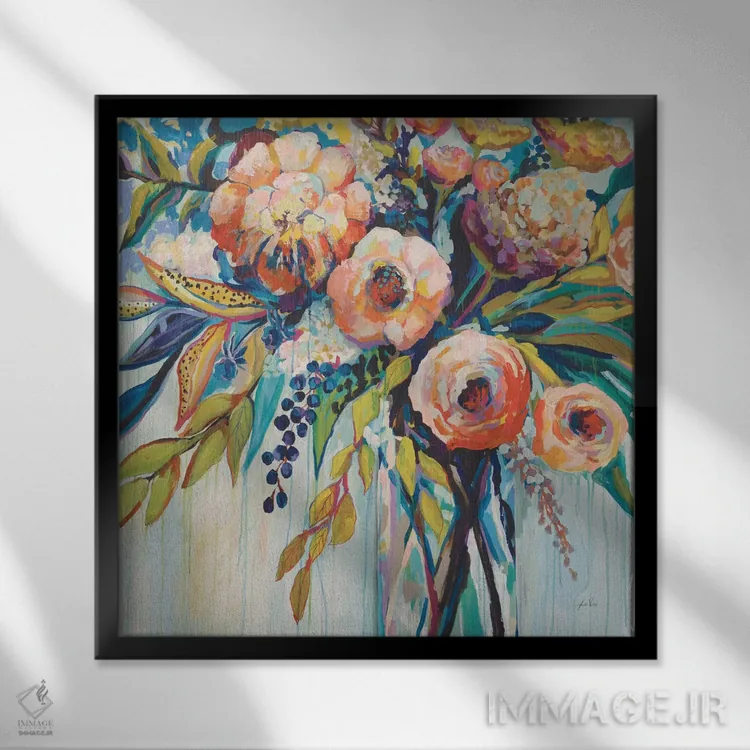 تابلو دکوراتیو جشن رنگ ها اثر ژانت ورتنتس - نمای قابدار مشکی