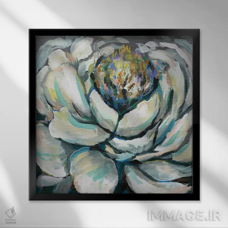 تابلو انتزاعی شکوفه II اثر ژانت ورتنتس - نمای قابدار مشکی