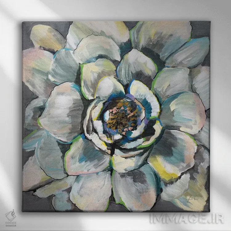 تابلو انتزاعی شکوفه III اثر ژانت ورتنتس - نمای روبهرو روی دیوار
