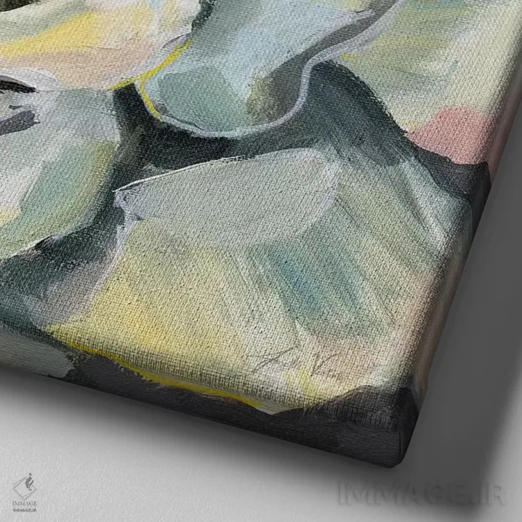 تابلو انتزاعی شکوفه I اثر ژانت ورتنتس - نمای نزدیک بافت بوم