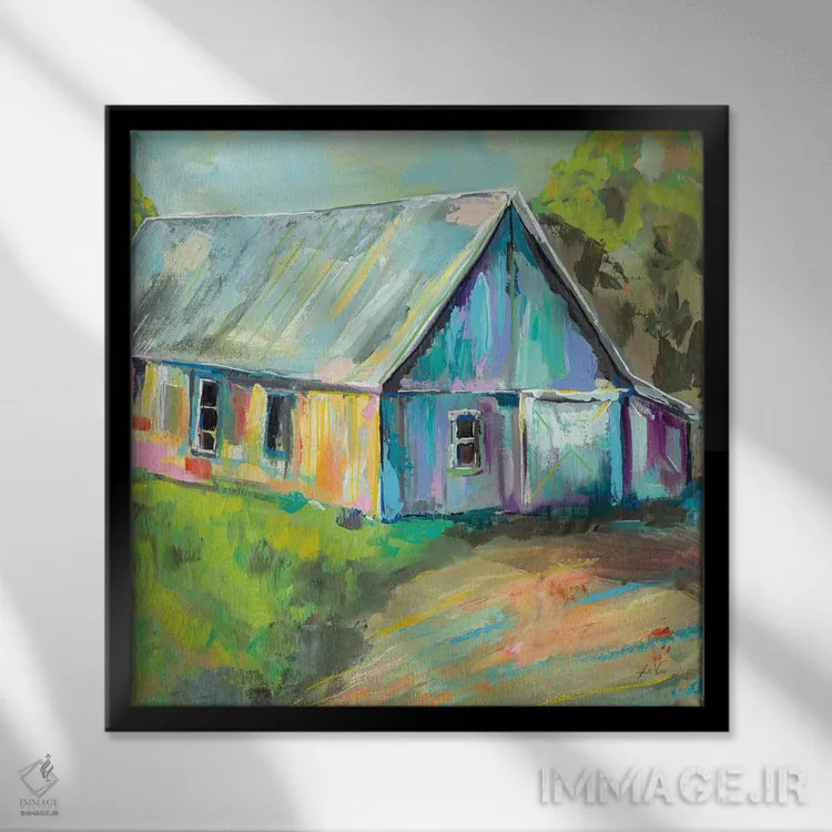 تابلو دکوراتیو رفتن به روستا I اثر ژانت ورتنتس - نمای قابدار مشکی