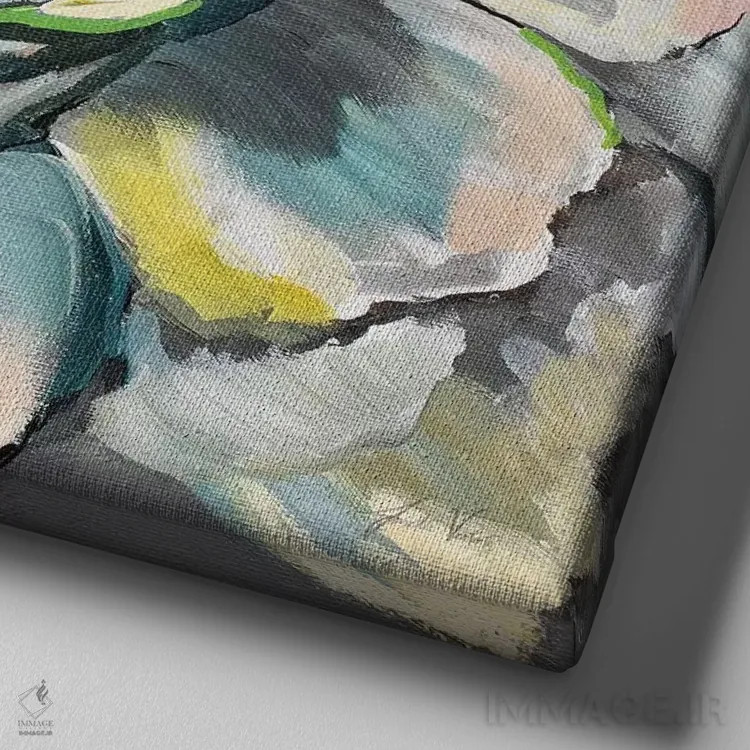 تابلو انتزاعی شکوفه III اثر ژانت ورتنتس - نمای نزدیک بافت بوم