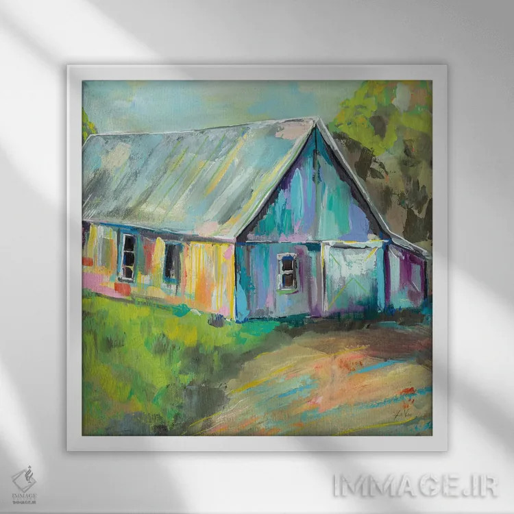 تابلو دکوراتیو رفتن به روستا I اثر ژانت ورتنتس - نمای قابدار سفید