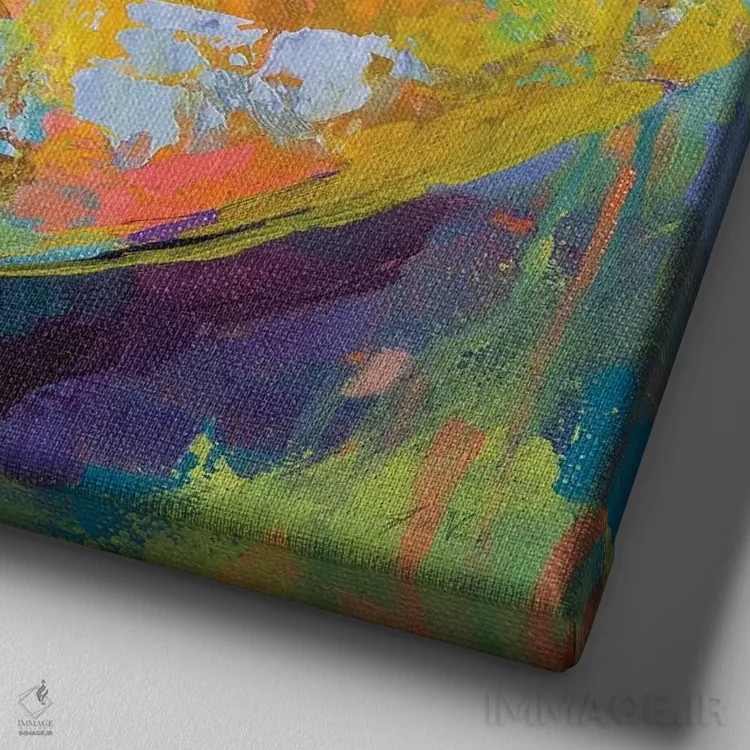 تابلو انتزاعی لیمو اثر ژانت ورتنتس - نمای نزدیک بافت بوم