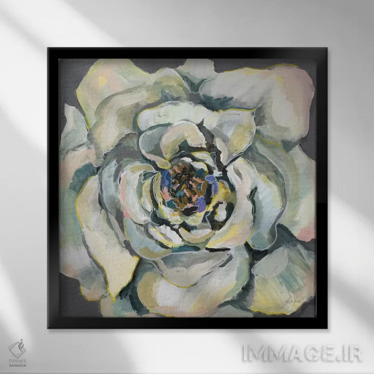 تابلو انتزاعی شکوفه I اثر ژانت ورتنتس - نمای قابدار مشکی