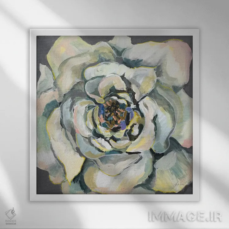 تابلو انتزاعی شکوفه I اثر ژانت ورتنتس - نمای قابدار سفید