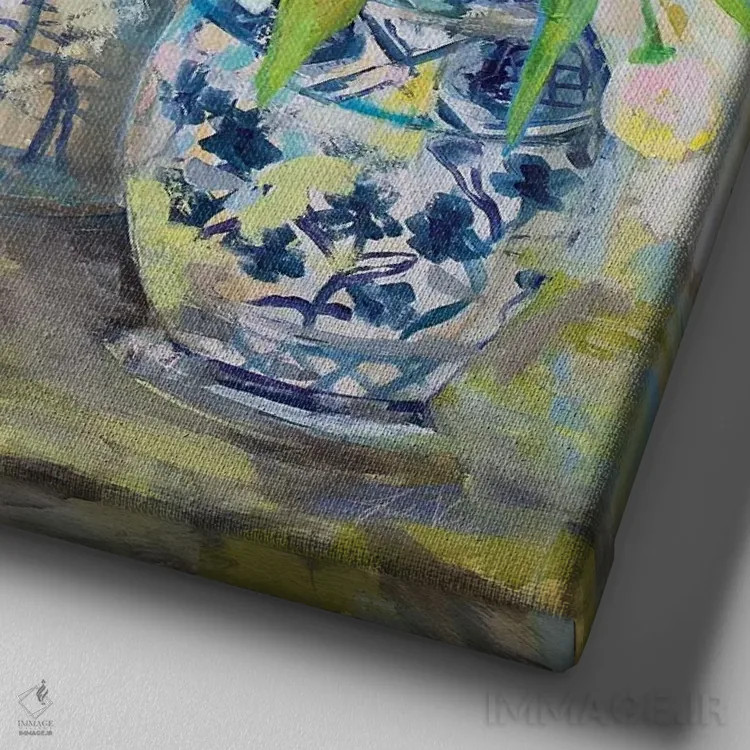 تابلو انتزاعی زنجبیل بهاری اثر ژانت ورتنتس - نمای نزدیک بافت بوم