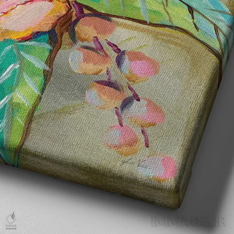 تابلو دکوراتیو استراحت قهوه اثر ژانت ورتنتس - نمای نزدیک بافت بوم