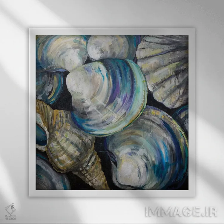 تابلو دکوراتیو صدف های کی وست اثر ژانت ورتنتس - نمای قابدار سفید