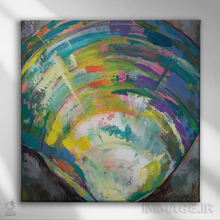 تابلو انتزاعی کوهاگ لیلی اثر ژانت ورتنتس - نمای روبهرو روی دیوار