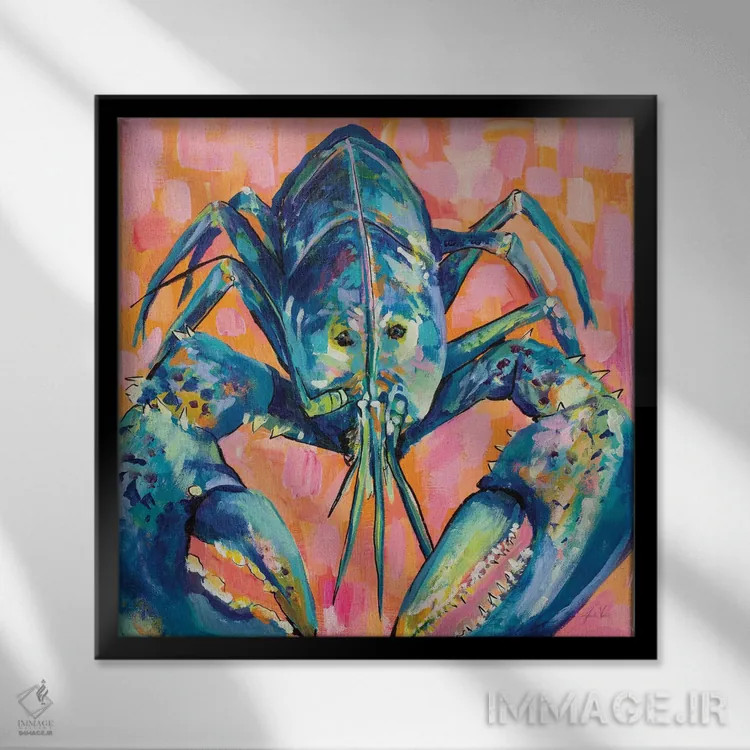 تابلو دکوراتیو لابستر لیلی I اثر ژانت ورتنتس - نمای قابدار مشکی