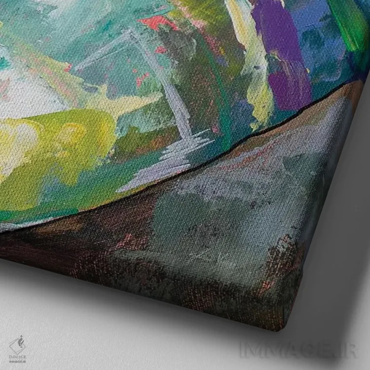 تابلو انتزاعی کوهاگ لیلی اثر ژانت ورتنتس - نمای نزدیک بافت بوم